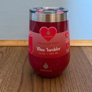 NWT Manna Stainless Steel Wine Tumbler 12oz- Red Sparkle
